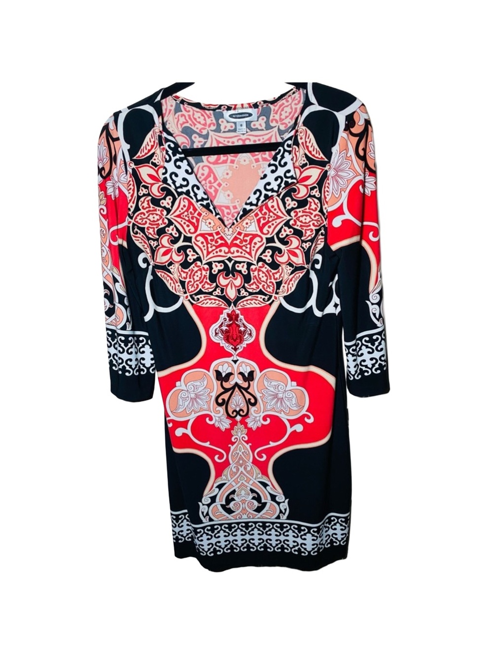 Intermission Women Dress A Line Sleeveless Vβ Neck Multicolor Pattern Stretch, 8
